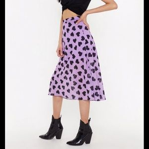 Nasty Gal heart print midi skirt